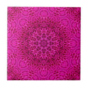 Pink Flower Vintage Fractal Kaleidoscope Tile