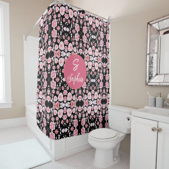 pink flower vintage pattern | Custom Monogram (In Situ)