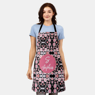 pink flower vintage pattern   Custom Monogram Apron