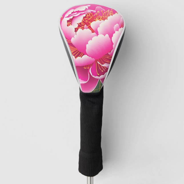 Pink Flower Watercolor Painting Golf Head Cover (Front)