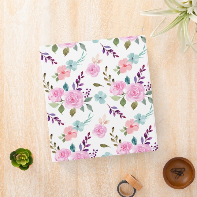 Pink flower watercolor seamless binder (In Situ)