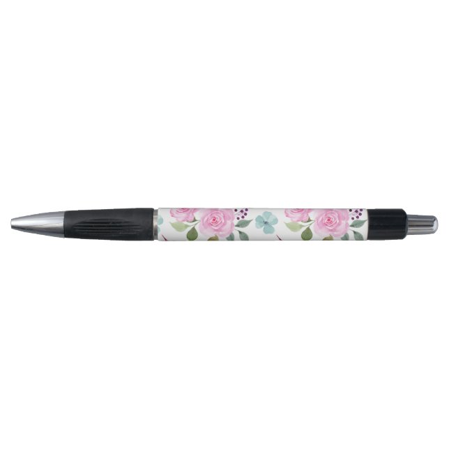 Pink flower watercolor seamless pen (Front)