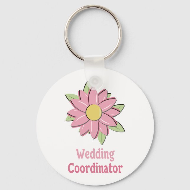 Pink Flower Wedding Coordinator Keychain (Front)