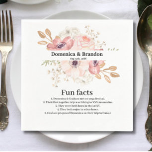 Pink Flower Wedding Fun Facts  Napkins