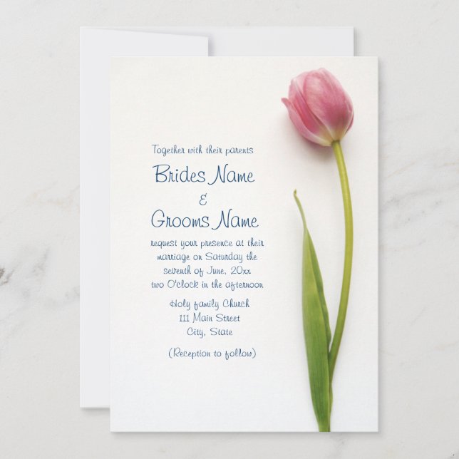 Pink flower wedding invitation (Front)