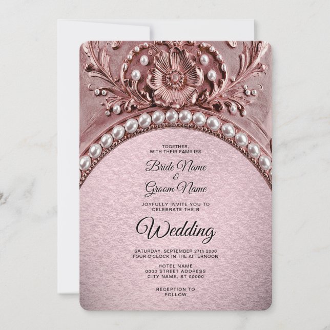 Pink Flower Wedding Invitation (Devant)