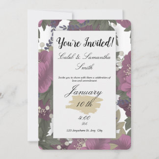 Pink Flower Wedding Invitation