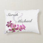 Pink Flower Wedding Pillow<br><div class="desc">Small pink flowers for a wedding keepsake. Pink flower design on the front. On the back you can put the wedding date,  or a favorite quote - from you? Change the back color of the pillow by choosing customize.</div>