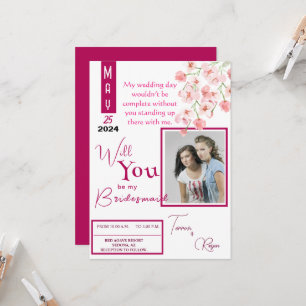 Pink Flower wine Invitation