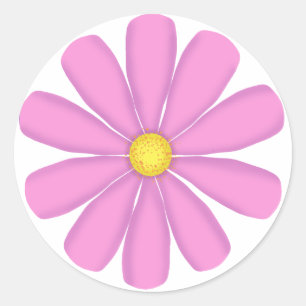 Pink flower with yellow centre classic round sticker