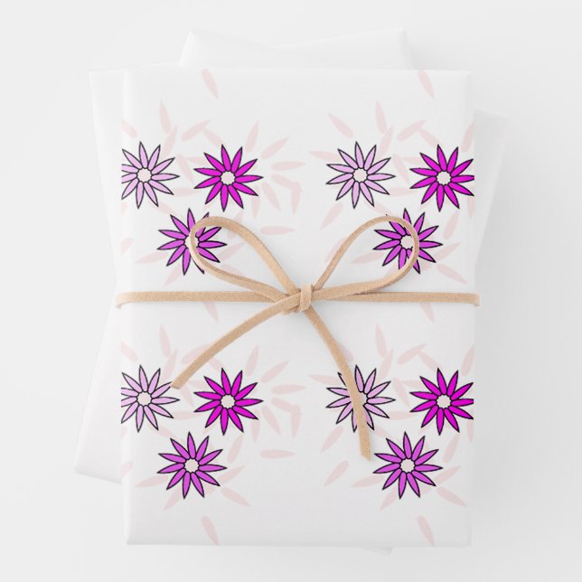 Pink flower wrapping paper sheet (In situ)