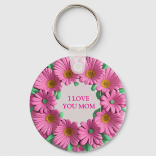 Pink Flower Wreath with Daisy Petals Keychain