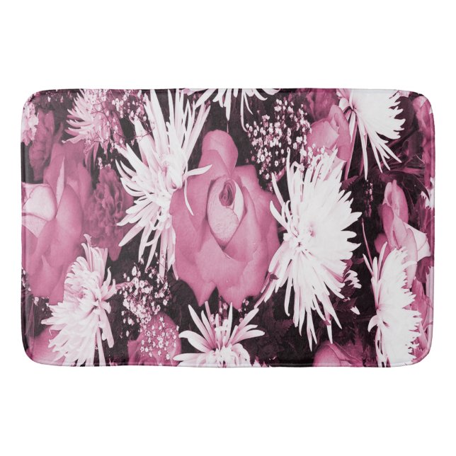 Pink Flowered Bouquet Bath Mat (Front)
