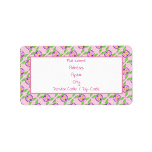 Pink Flowered Sticky Label