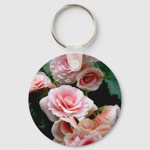 Pink Flowering Begonia Keychain