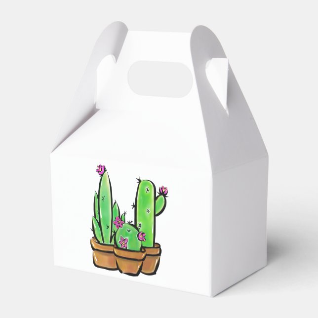 Pink flowering Cactus cacti succulents  Favor Box (Back Side)