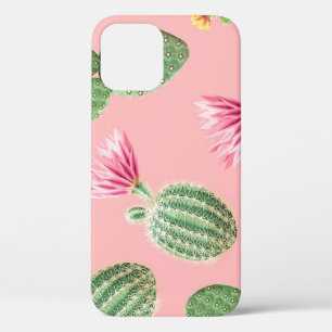 Pink Flowering Cactus Light Background iPhone 12 Case