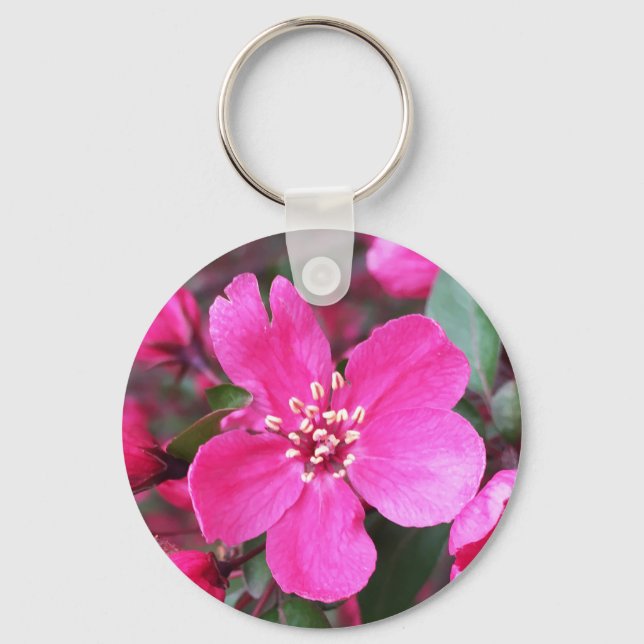 Pink Flowering Crabapple Keychain (Front)