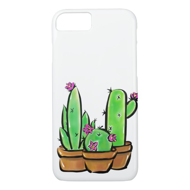 Pink flowering desert Cactus cacti succulents  Case-Mate iPhone Case (Back)