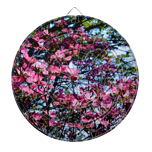 Pink flowering Dogwood tree Dartboard (Front)