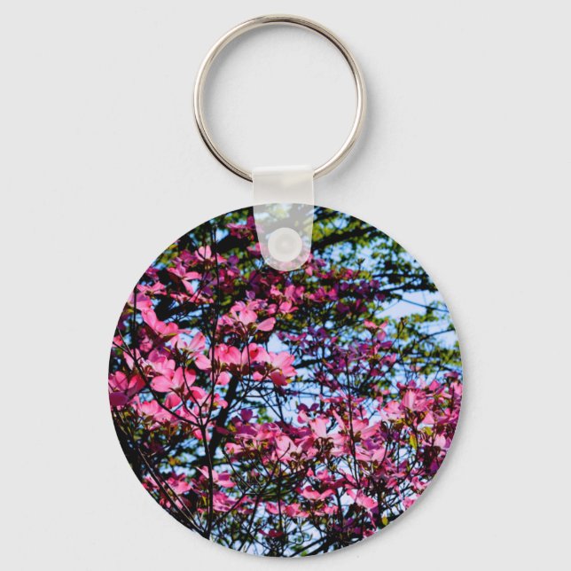 Pink flowering Dogwood tree Keychain (Front)