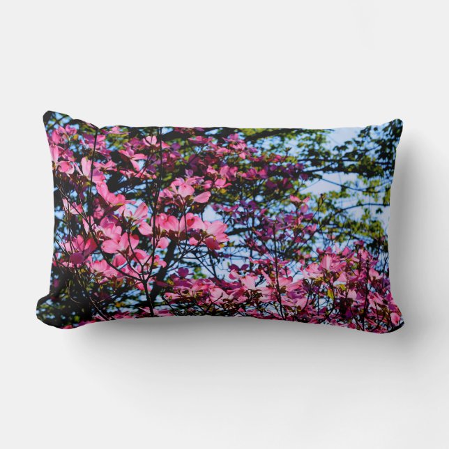 Pink flowering Dogwood tree Lumbar Pillow (Front)