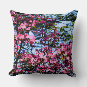 Pink flowering Dogwood tree Throw Pillow