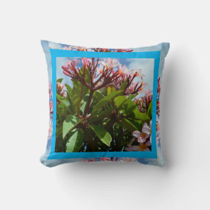 Pink Flowering Frangipani Tree, Throw Pillow