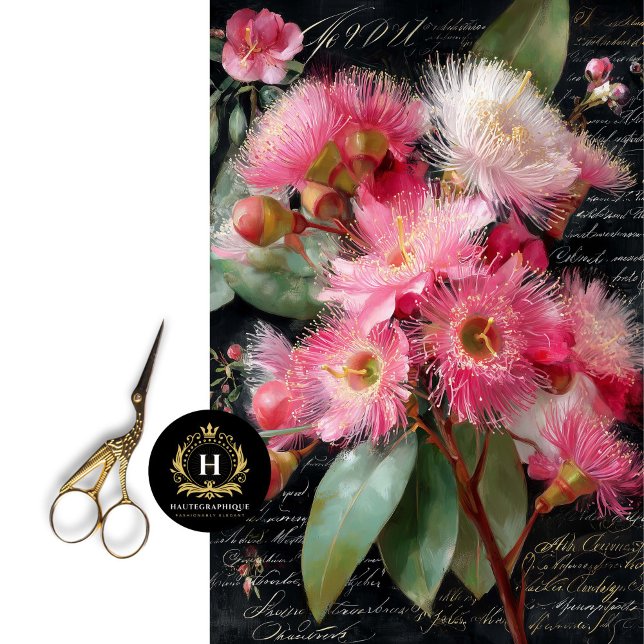 Pink Flowering Gumnut Decoupage Tissue Paper (Transform a Chair Seat into a Petal Perch)