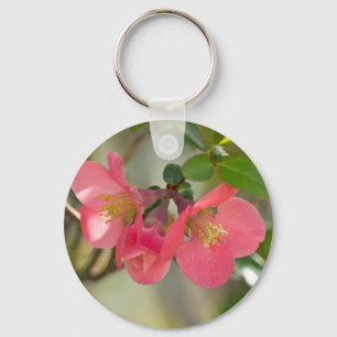 Pink Flowering Quince Glow Keychain
