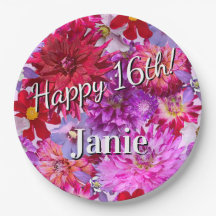 Pink Flowers 16th Birthday