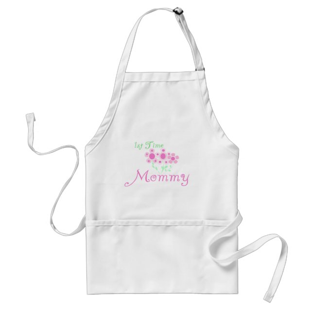 Pink Flowers 1st Time Mommy tshirts and Gifts Standard Apron (Front)