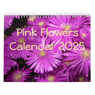 Pink Flowers 2025 Calendar with Large Numbers