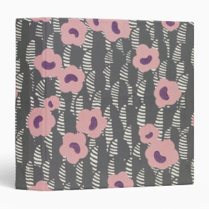 Pink Flowers Abstract Blooms Mid-century Art Deco Binder