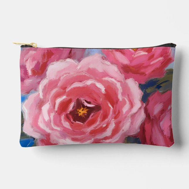 Pink Flowers Accessory Pouch (Front)