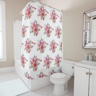 Pink flowers and dragonflies pattern