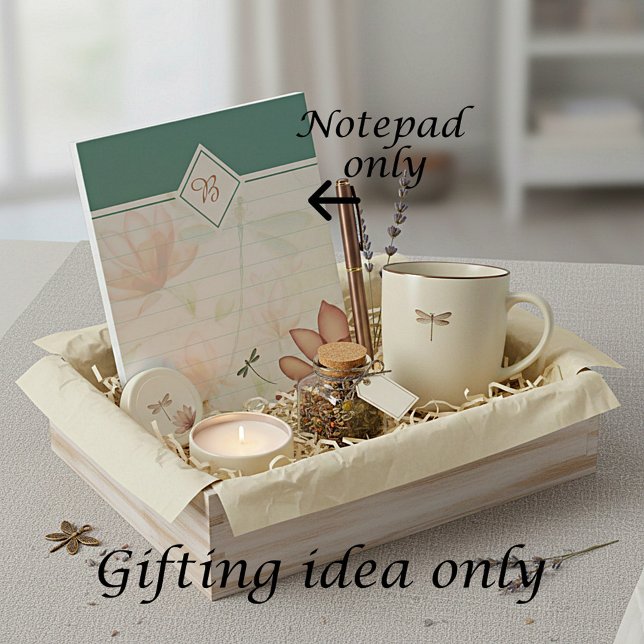 Pink flowers and dragonfly monogram notepad (Creator Uploaded)