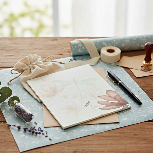 Pink flowers and dragonfly notepad (Creator Uploaded)