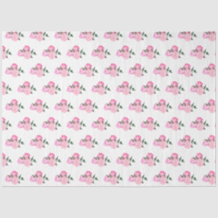 Pink Flowers and Greenery Pattern Tissue Paper