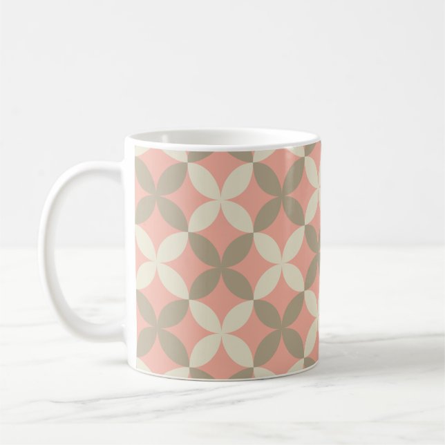 pink flowers and grey leaves patterned coffee mug (Left)