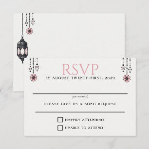 Pink Flowers and Lanterns RSVP Card