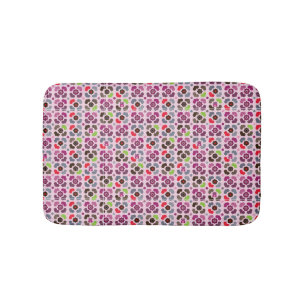 pink flowers and owls pattern bath mat