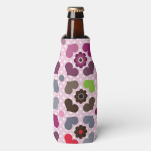 pink flowers and owls pattern bottle cooler