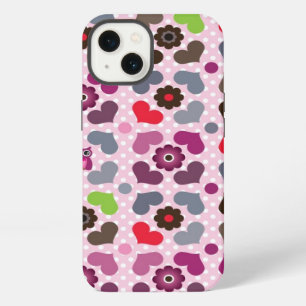 pink flowers and owls pattern iPhone 13 case