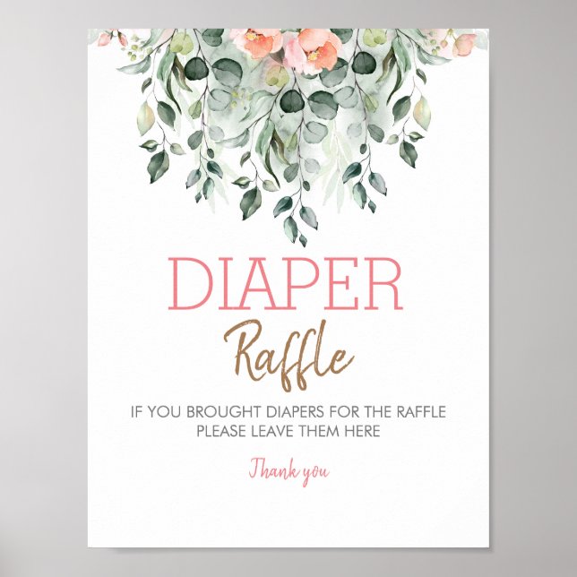 Pink Flowers Baby Shower Fully Customizable Sign (Front)