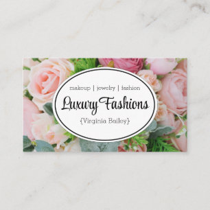 Pink Flowers Background Business Card