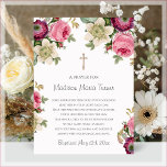 Pink Flowers Baptism Prayer Plaque<br><div class="desc">A beautiful Baptism prayer plaque featuring pretty watercolour pink flowers. Ready for easy personalization.</div>