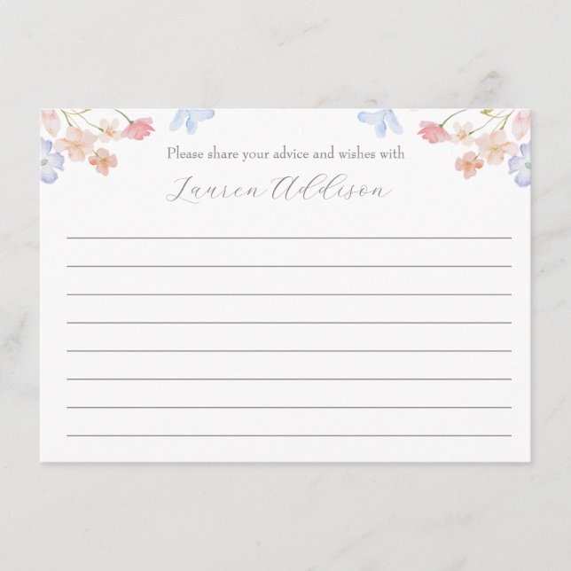 Pink FLowers  Beautiful Floral Advice Cards (Front)