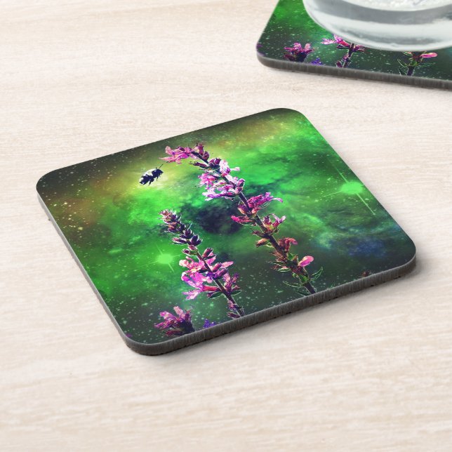 Pink Flowers & Bee Against The World Coaster (Left Side)