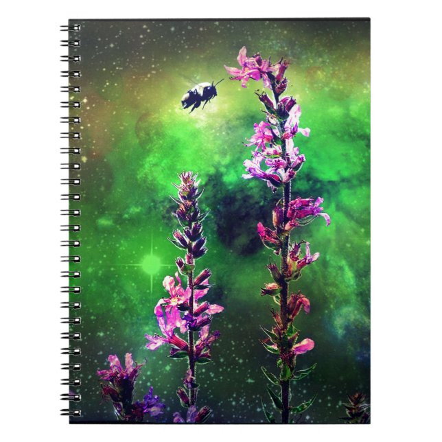 Pink Flowers & Bee Against The World Notebook (Front)